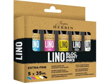 J.Herbin Extrafeine Linolfarbe, Set mit 5 Tuben à 35ml